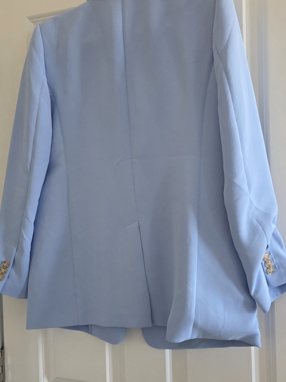 LOFT Light Blue Crepe Drape Relaxed Blazer - Picture 6 of 8